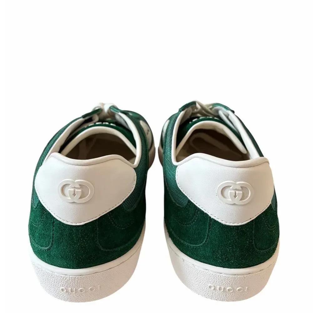 Gucci Mens G74 Interlocking G Sneakers Green Suede Low Top Size 12 US 12.5 New